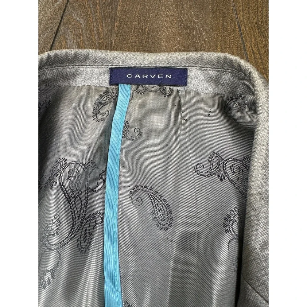 Carven Paris Men's Suit 100-88-170 Silver Gray Wool Silk 2 Piece